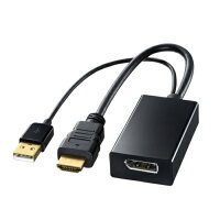 サンワサプライ｜SANWA SUPPLY 映像変換アダプタ HDMI オス→メス DisplayPort USB-Aオス給電 ブラック AD-DPFHD01 HDMI⇔DisplayPort /0.14m